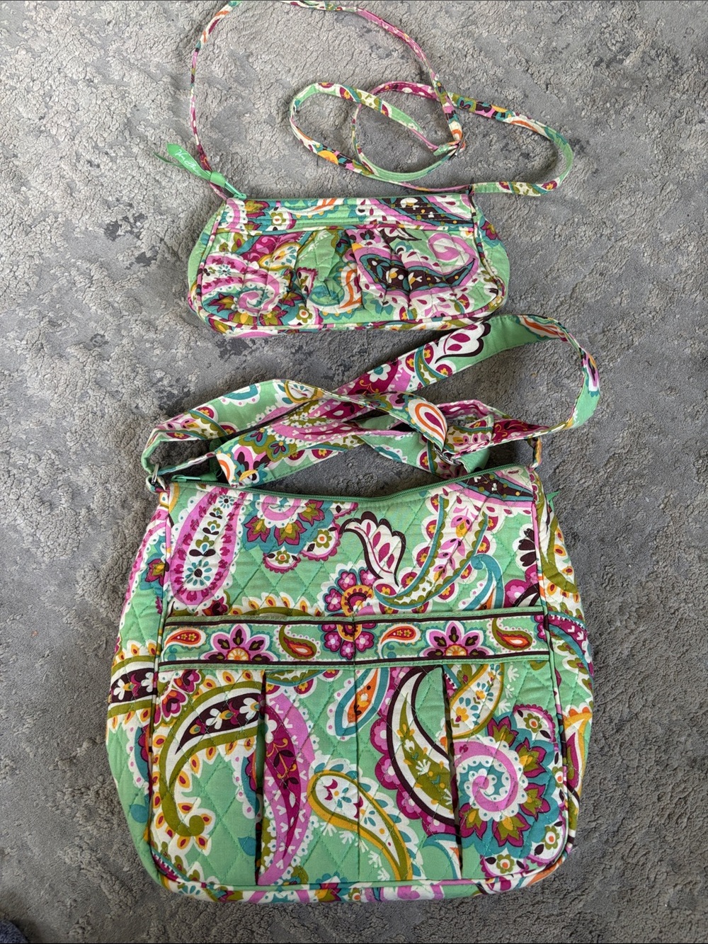 Vera Bradley Mint Green Paisley Quilted Crossbody Set
